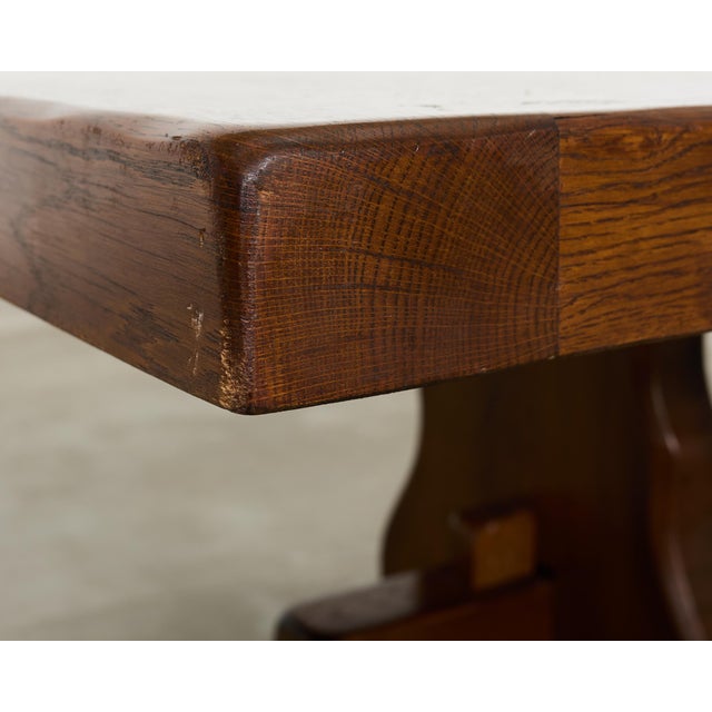 Country French Provincial Oak Farmhouse Trestle Dining Table 9 Ft For Sale - Image 9 of 18