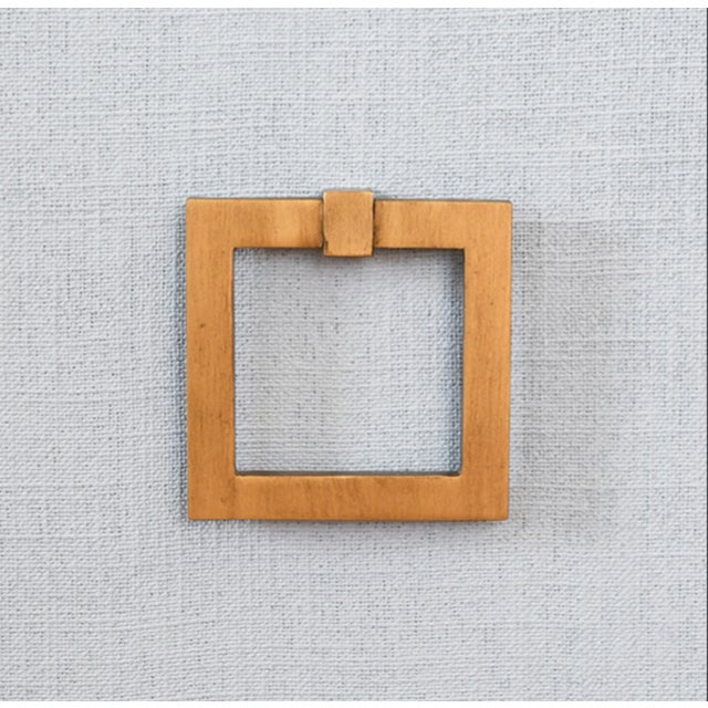 Worlds Away Matthew Izzo Home April Single Sink Bath Vanity - Light Blue Linen With Matte White Lacquer and Antique Brass Hardware For Sale - Image 4 of 6