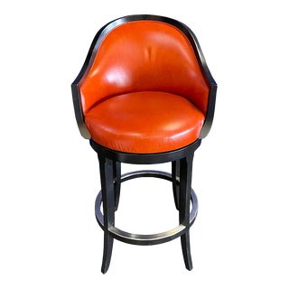 Maple & Red Keleen Leather Upholstered Oscar Barstool From the Madeline Stuart Collection For Sale