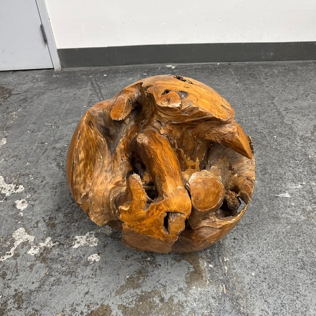 Design Plus Gallery presents a Large Wood Root Hand-Carved Organic Sculpture Sphere. This sculptural wood sphere showcases...