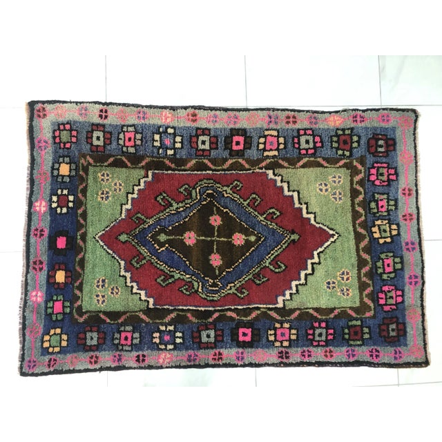 1960s Vintage Nomadic Bohemian Tribal Rug- 3′7″ × 5′5″ For Sale - Image 6 of 11