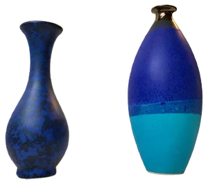 Vintage Scandinavian Blue Stoneware Vases, Set of 2