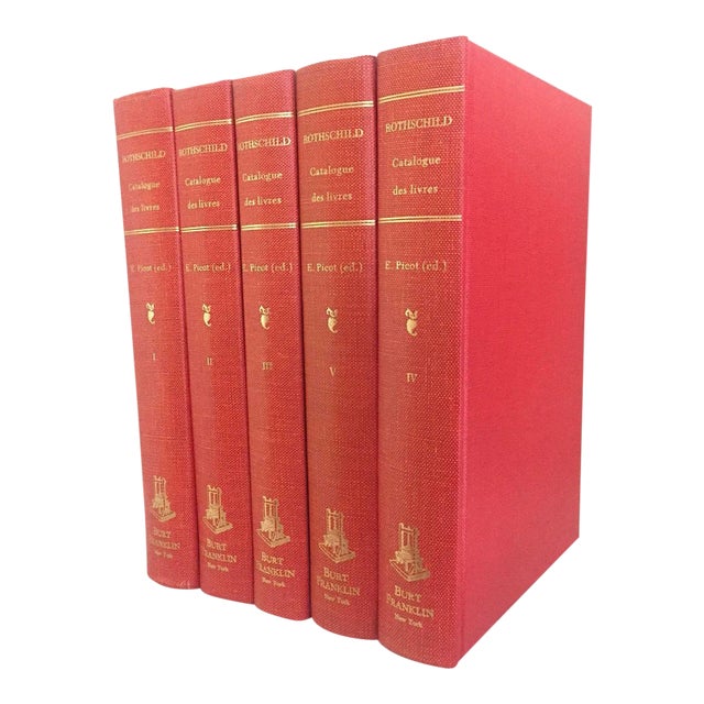 Mid-20th Century Vintage "Catalogue Des Livres Composant La Bibliothèque De Feu M. By Le Baron James De Rothschild" Volume Set- 5 Books For Sale
