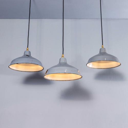 Industrial Grey Enamelled Pendant Lamp from Benjamin, 1950s For Sale - Image 4 of 11