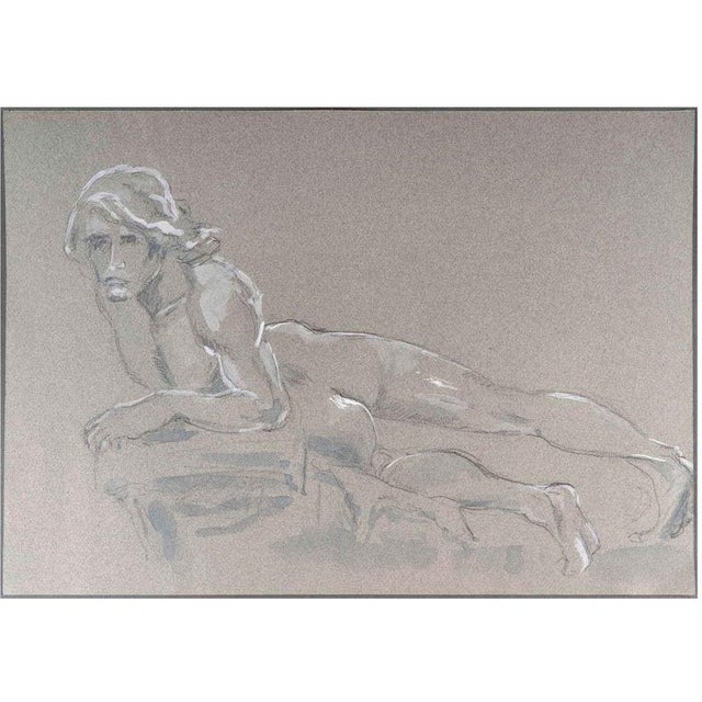 Reclining Man, 20th Century, Pencil and Watercolour Drawing on Paper For Sale - Image 6 of 6