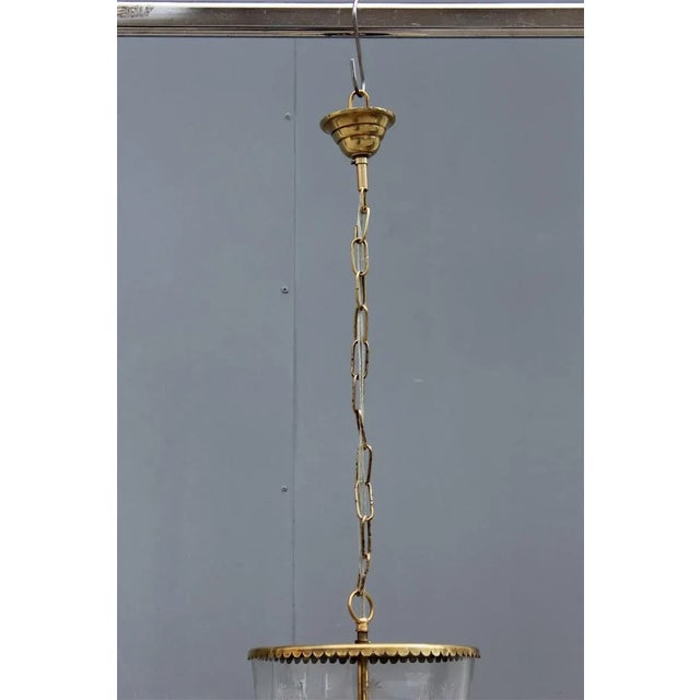 Mid-Century Italian Engraved Glass and Brass Ceiling Lamp from Crystal Art, 1950s For Sale - Image 12 of 13