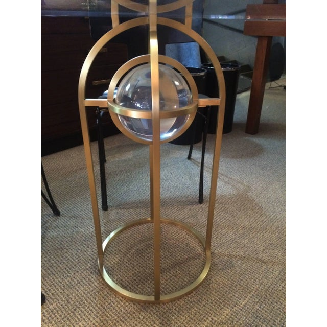 2010s Charles Hollis Jones Solid Brass and Lucite "Bullet" Dining or Center Table For Sale - Image 5 of 8
