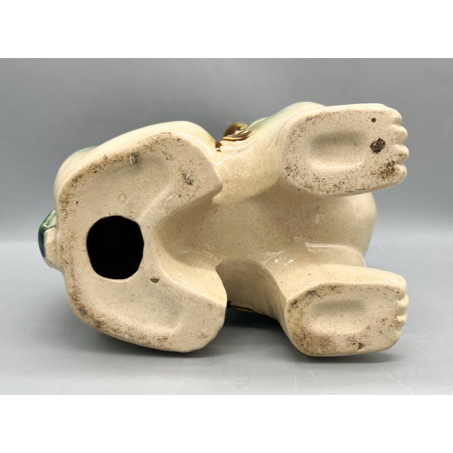 Large 1980s Chinese Sancai-Style Glazed Ceramic Foo Dog – Chinoiserie / Asian Traditional For Sale - Image 13 of 13