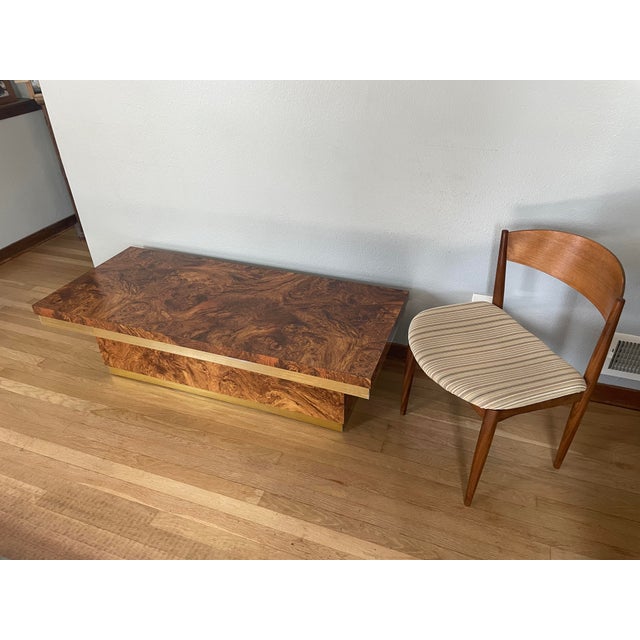 1970s Burlwood Veneer and Brass Coffee Table in the Style of Milo Baughman For Sale - Image 12 of 12