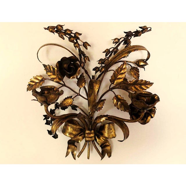 Gilt Tole Double-Wall Candleholders with Roses from Hans Kögl, 1960s, Set of 2 For Sale - Image 12 of 18