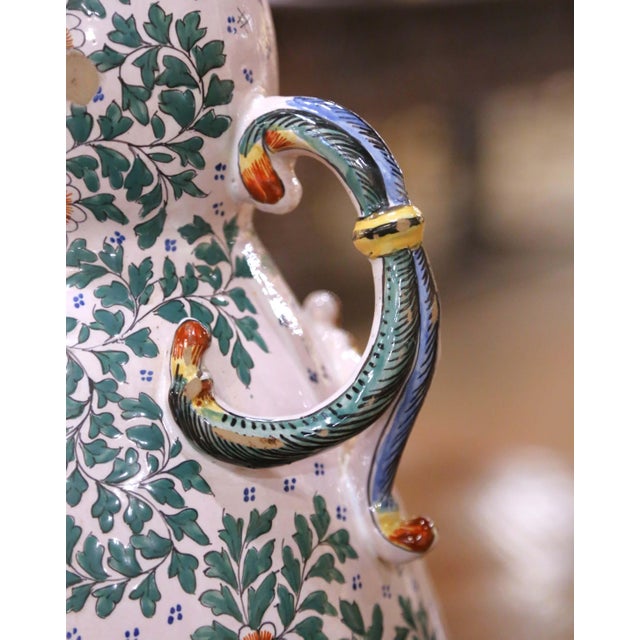 Ceramic Pair 19th C. French Nevers Faience Ewers Depicting Henri IV and Marie De Medici For Sale - Image 7 of 12