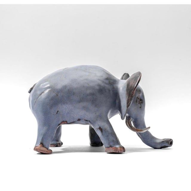 Ceramic 1980s Whimsical Hand Thrown Glazed Pottery Elephant For Sale - Image 7 of 18