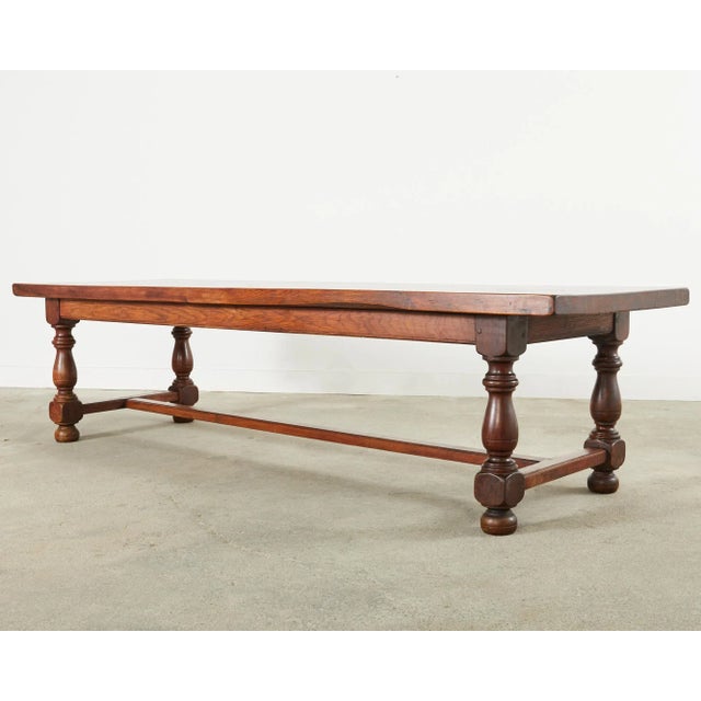 Farmhouse Country French Provincial Oak Farmhouse Trestle Dining Table For Sale - Image 3 of 13