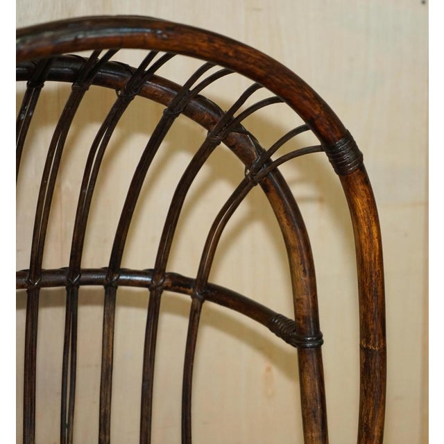 French Bamboo Steel Base Porters Wingback Armchair For Sale - Image 6 of 18