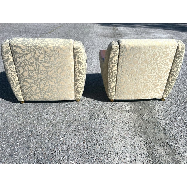 1950’s Swedish Modern Club Chairs With Wood Armrests on Castors - a Pair For Sale - Image 10 of 12