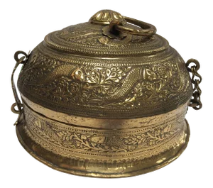 Mid 19th Century Decorative Large Round Anglo-Indian Brass Box Tea Caddy