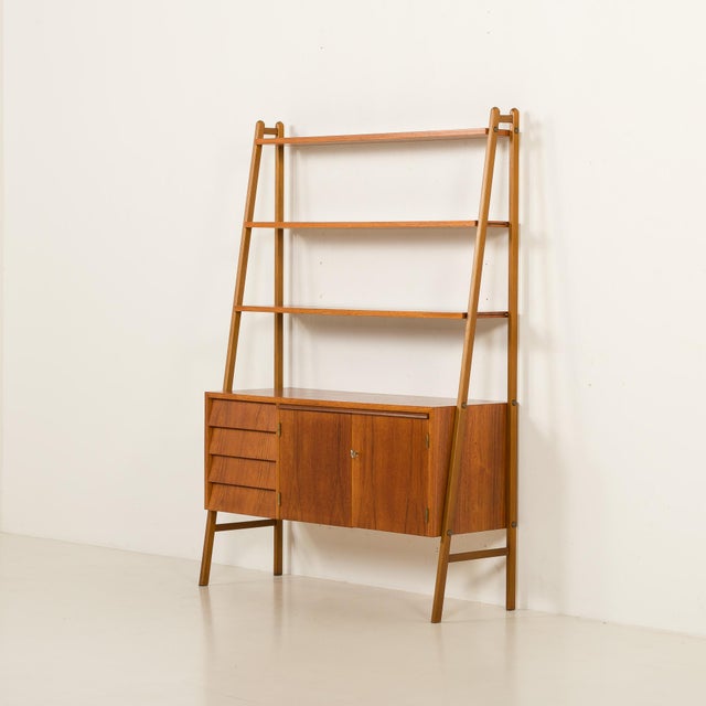 1960s Mid-Century Modern Scandinavian Bookcase with Desk, Sweden, 1960s For Sale - Image 5 of 18