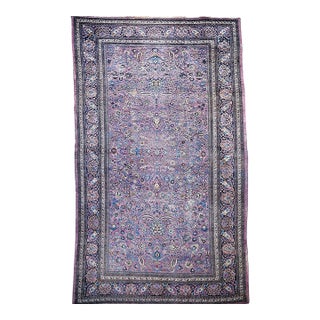 19th Century Oversized Persian Khorassan Rug, Hand-Knotted Wool, Allover Pattern, Purple & Blue, 11’ X 20’ For Sale