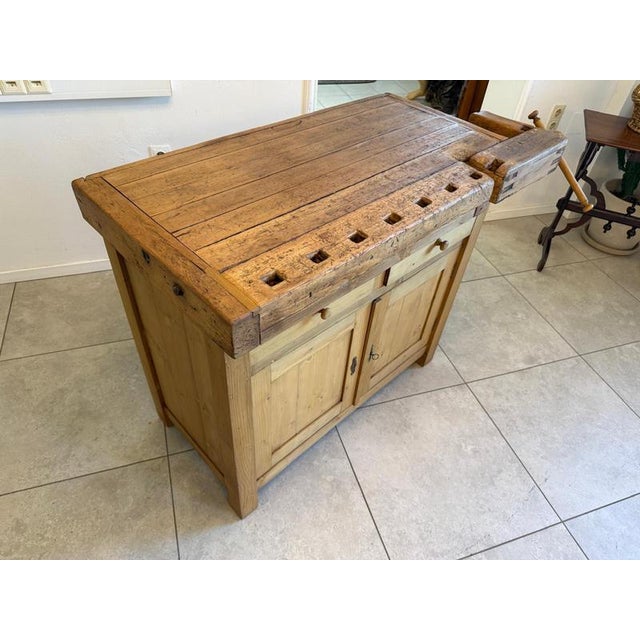 Wooden Workbench in Reclaimed Oak and Spruce For Sale - Image 10 of 11