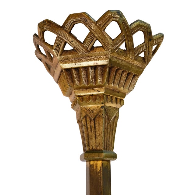 Metal Ceiling Lamp with Bronze Mount and Opalescent Glass, 1930s For Sale - Image 7 of 11