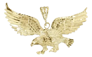 Eagle Perched on Branch with Diamond Cut Necklace 14k Yellow Gold 16"