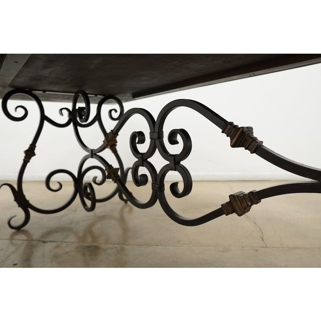Vintage Wood Top Dining Table With Iron Base For Sale - Image 10 of 15