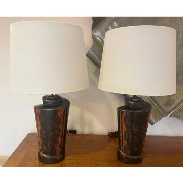1940s American Marianna von Allesch Ceramic Table Lamps - A Pair For Sale In New York - Image 6 of 12