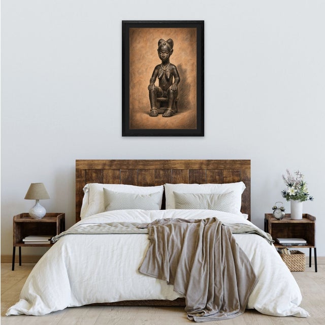 Atelier Aria Lumae Baule Seated Female Figure Master of Ascher African Tribal Sculpture Drawing Fine Art Gallery Board Print 16 X 24 For Sale - Image 9 of 11