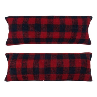 12"x35" SET OF 2 - Handmade Kilim Lumbar Pillow Covers. A pair of Cushion Covers For Sale