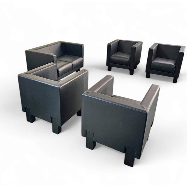 4 x Black Leather Poltrona Frau Moji Armchairs by Shigeru Uchida 1 x Moji two seater Stunning condition Armchairs...