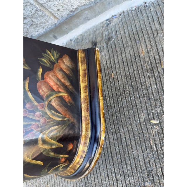 Late 20th Century Chinoiserie Painted Lift-Top Storage Cabinet With Floral and Bird Motif For Sale - Image 10 of 12