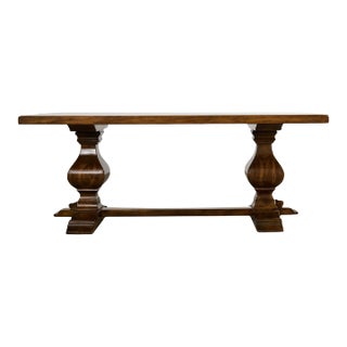 Country Italian Provincial Walnut Farmhouse Trestle Dining Table For Sale