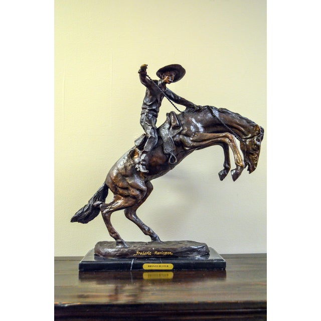 Bronze Outlaw Cast Bronze Sculpture on Marble Base, after Frederic Remington For Sale - Image 8 of 12