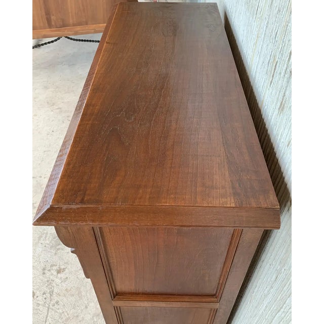 20th Century Pair of Catalan Carved Walnut Tuscan Two Drawers Credenza or Buffet For Sale - Image 10 of 13