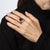 Metal 80s Vintage Amethyst Diamond Link Ring Sz 6.75 Wide Band 14k Yellow Gold Jewelry For Sale - Image 7 of 7