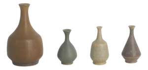 Small Mid-Century Scandinavian Modern Collectible Brown Stoneware Vases by Gunnar Borg for Höganäs Ceramics, 1960s, Set of 4