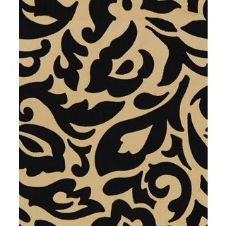 Contemporary Lee Jofa Felicity Noir Champagne With Black Appliques - 2.42 Yds + (7) 24" Rems For Sale