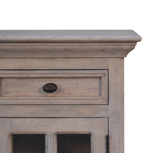 Wood Chestnut Solid Wood Sideboard With Glass Doors For Sale - Image 7 of 8