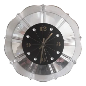 Vintage German Crystal Wall Clock with Black Dial by Joska, 1970s