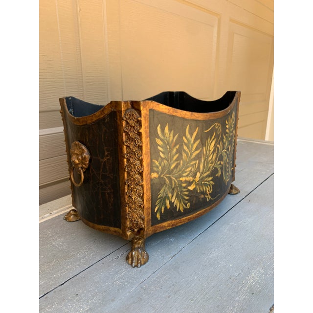 John Richard Neoclassical Black and Gold Lion-Head Cachepot For Sale - Image 4 of 8