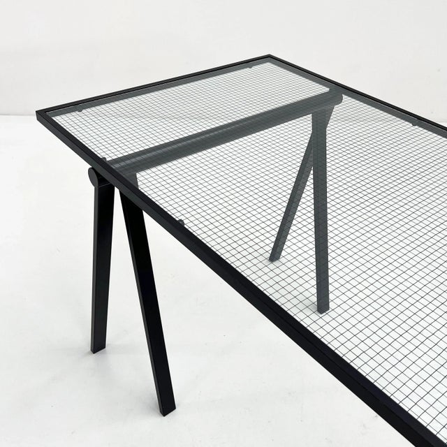 Metal Trestle Desk in Steel and Glass by Rodney Kinsman for Bieffeplast, 1980s For Sale - Image 7 of 8