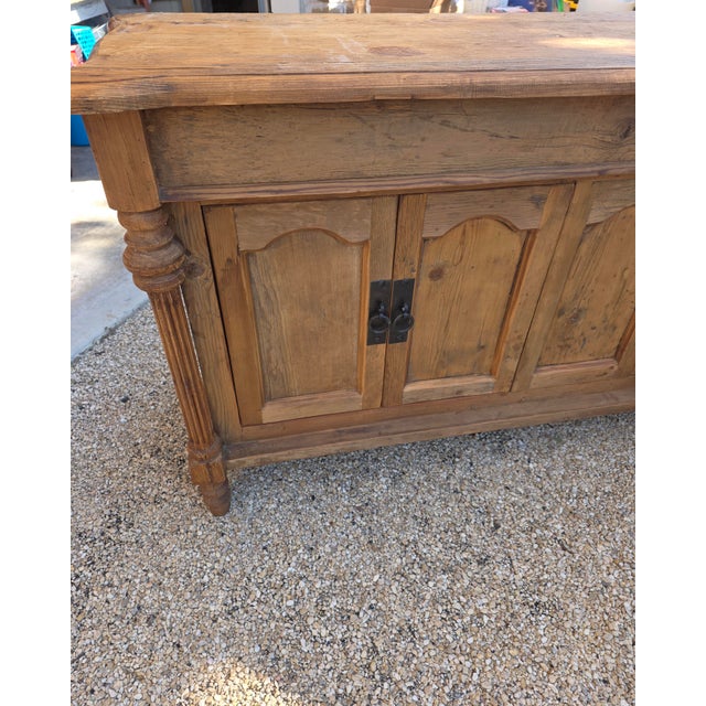 Rustic European Pine Counter or Sideboard Buffet Cabinet For Sale - Image 4 of 13