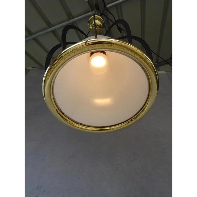 Italian White Opaline Glass Cage Ceiling Lamp, 1950s For Sale - Image 6 of 14