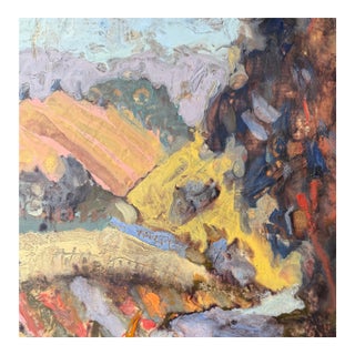 Sq. Encaustic Painting & Antique Collage on Cradled Panel For Sale
