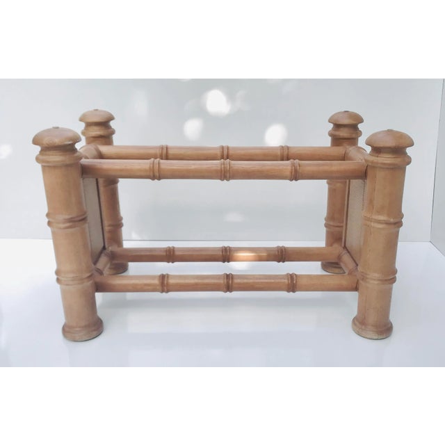 Gorgeous dining table or desk for a home office. It is made of solid wood carved in simulating thick bamboo with a...