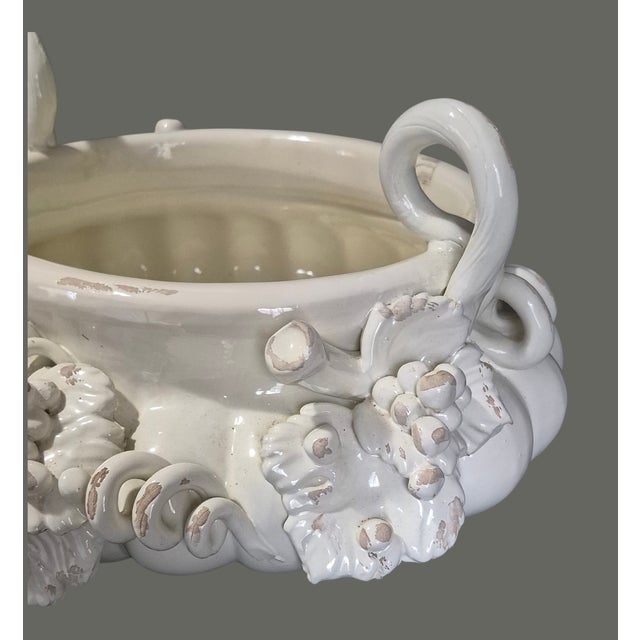 Rustic European Tuscan Italian Ceramiche i.m.a Grape Vine Center Piece Bowl Cache Pot Planter For Sale - Image 3 of 17