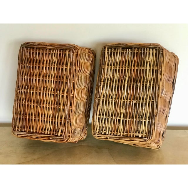 1960s Mid Century French Rattan Storage Baskets- a Pair For Sale - Image 12 of 12