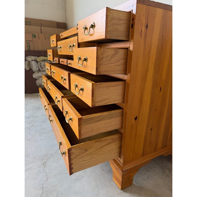 Vintage Link-Taylor Solid Pine Wood 17-Drawer Dresser For Sale - Image 4 of 17