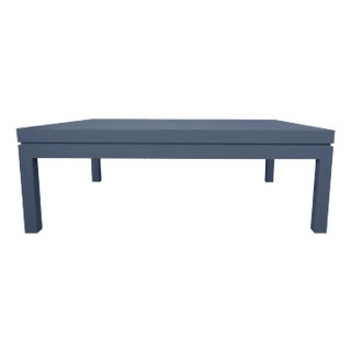 Custom Karl Springer Style Kensington Blue Linen Raffia Coffee Table For Sale