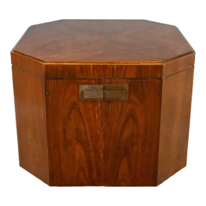 MCM to Modern Founders Furniture Octagon Commode End Table Cabinet Patterns 21 in Mozambique & Brass Hardware